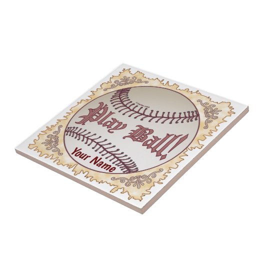 Baseball Play Ball Tegeltje (Zijkant)