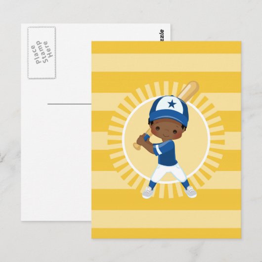 Baseball Player - African American Boy Briefkaart (Voorkant / Achterkant)