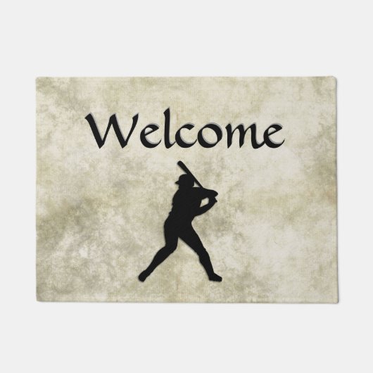 Baseball Player at bat Welcome Mat (Voorkant)