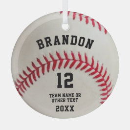 Baseball Player Ball Red Stitching Persoonlijk Glas Ornament