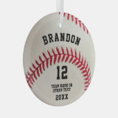 Baseball Player Ball Red Stitching Persoonlijk Glas Ornament (Voorkant Rechts)