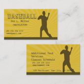 Baseball Player, Baseball coach, School Basiball Visitekaartje (Voorkant / Achterkant)