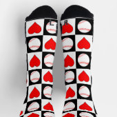 Baseball Player Baseball & Hearts Pattern Sports Sokken (Top)