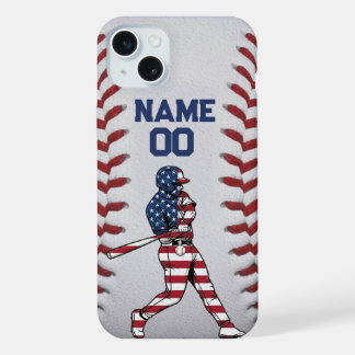 Baseball player Batter with Customizable Number iPhone 15 Plus Case