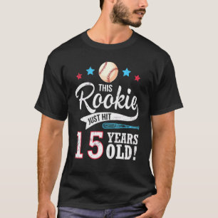 Baseball Player Birthday Dit boek is maar 15 jaar T-shirt