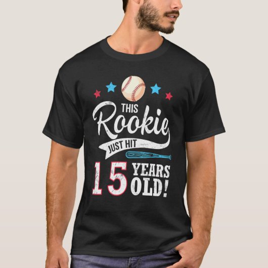 Baseball Player Birthday Dit boek is maar 15 jaar T-shirt (Voorkant)