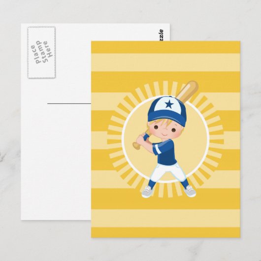Baseball Player - Blonde Boy Briefkaart (Voorkant / Achterkant)