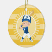 Baseball Player - Blonde Boy Keramisch Ornament (Links)