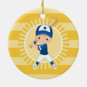 Baseball Player - Blonde Boy Keramisch Ornament (Achterkant)