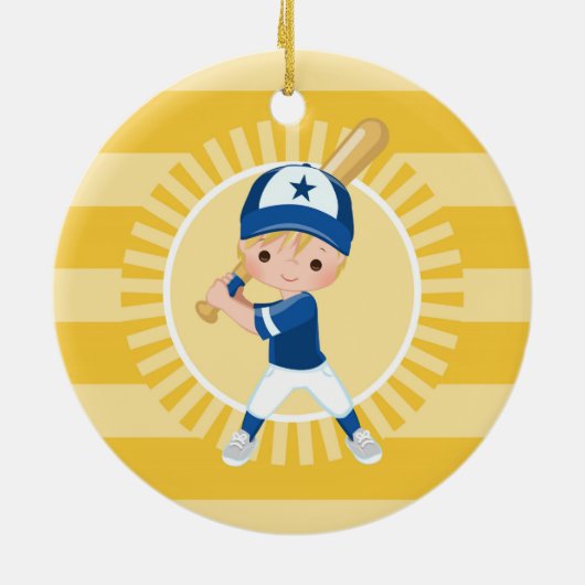 Baseball Player - Blonde Boy Keramisch Ornament (Achterkant)