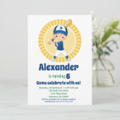 Baseball Player - Blonde Boys Birthday Uitnodiging (Staand voorkant)