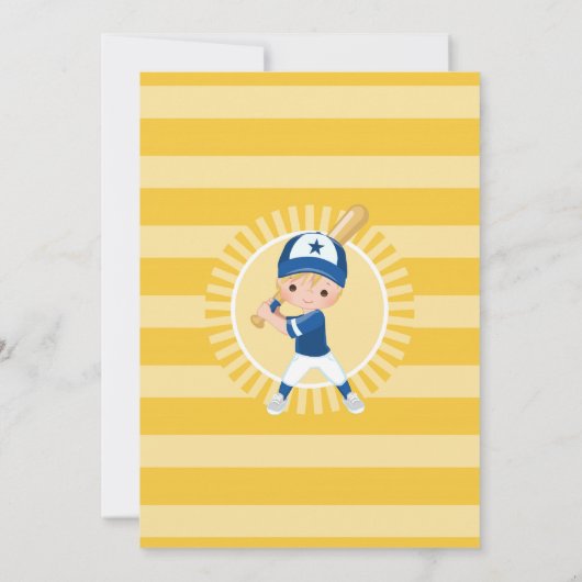 Baseball Player - Blonde Boys Birthday Uitnodiging (Achterkant)