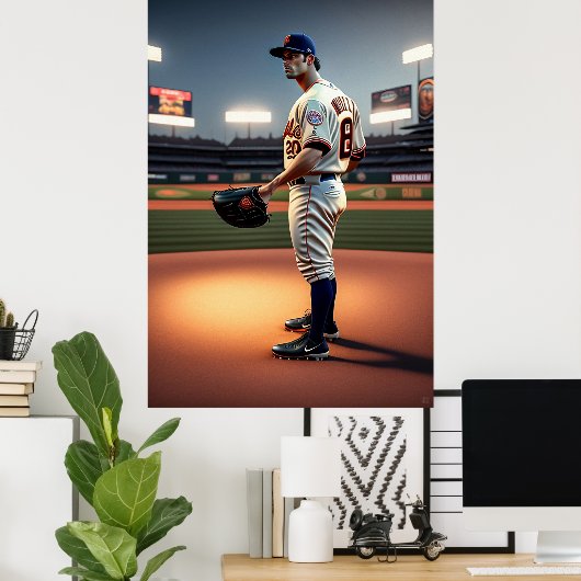 Baseball Player - Canvas Art Print (Thuiskantoor)