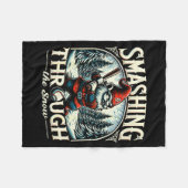 Baseball Player Christmas Gnome, Smashing Through Fleece Deken (Voorkant (Horizontaal))