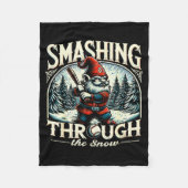 Baseball Player Christmas Gnome, Smashing Through  Fleece Deken (Voorkant)