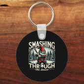 Baseball Player Christmas Gnome, Smashing Through Sleutelhanger (Voorkant)