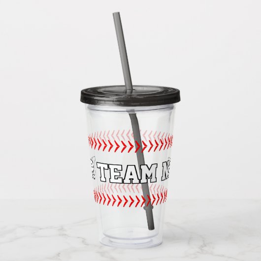 Baseball Player, Coach of Fan Custom Team Name Acryl Drinkbeker (Links)