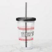 Baseball Player, Coach of Fan Custom Team Name Acryl Drinkbeker (Voorkant)