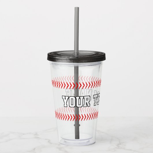 Baseball Player, Coach of Fan Custom Team Name Acryl Drinkbeker (Voorkant)