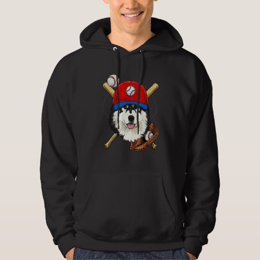 Baseball Player Coaches Alaskan Malamute Dog Pitch Hoodie (Voorkant)