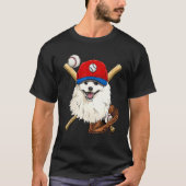 Baseball Player Coaches American Eskimo Pitcher Ca T-shirt (Voorkant)