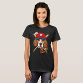 Baseball Player Coaches Beagle Dog  Pitcher Catche T-shirt (Voorkant volledig)