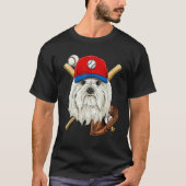 Baseball Player Coaches Maltese Dog Pitcher Catch T-shirt (Voorkant)