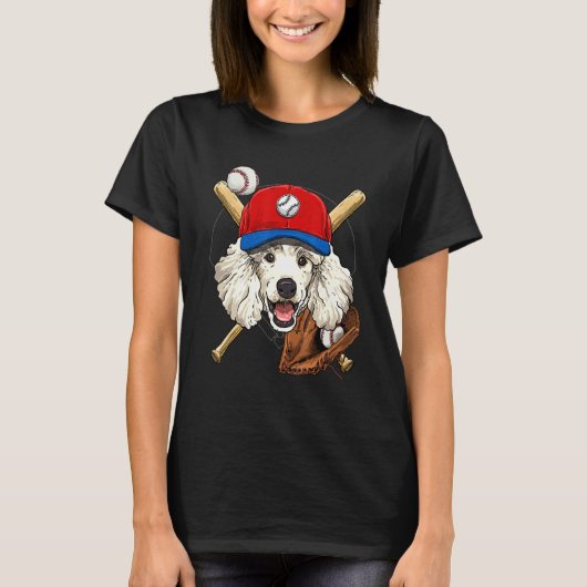 Baseball Player Coaches Poodle Dog  Catcher Pitche T-shirt (Voorkant)