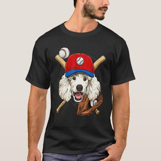 Baseball Player Coaches Poodle Dog  Catcher Pitche T-shirt (Voorkant)