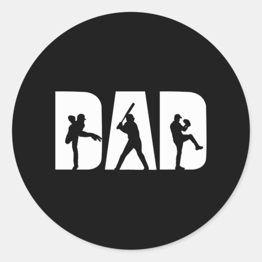 Baseball Player Dad Baseball Lovers Mannen Father Ronde Sticker (Voorkant)