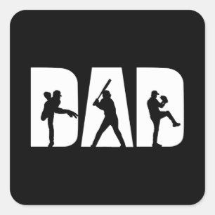 Baseball Player Dad Baseball Lovers Mannen Father  Vierkante Sticker