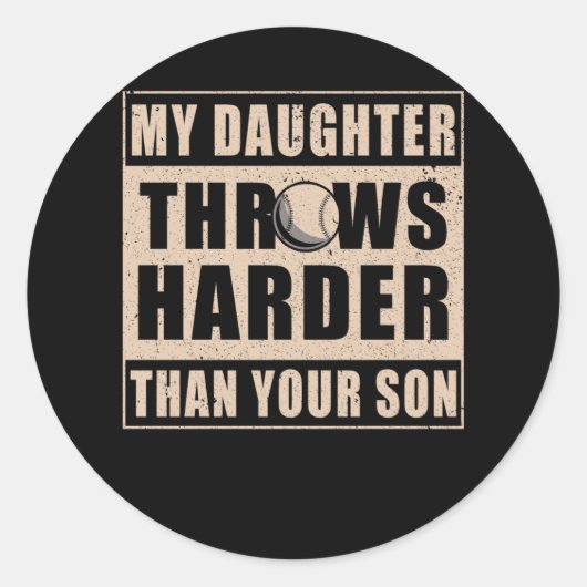 Baseball Player Daughter Funny Softball Girl Ronde Sticker (Voorkant)