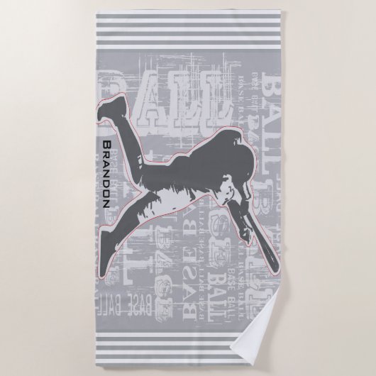 Baseball Player Design Beach Towel Strandlaken (Voorkant)