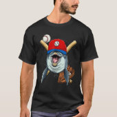 Baseball Player Dolphin Whale Pitcher Catcher Base T-shirt (Voorkant)