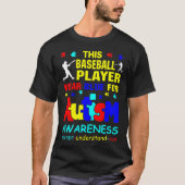 Baseball Player Draag Blue voor Autism Awareness T-shirt (Voorkant)
