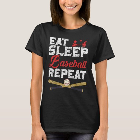 Baseball Player Eat Sleep Baseball Herhaal Baseba T-shirt (Voorkant)