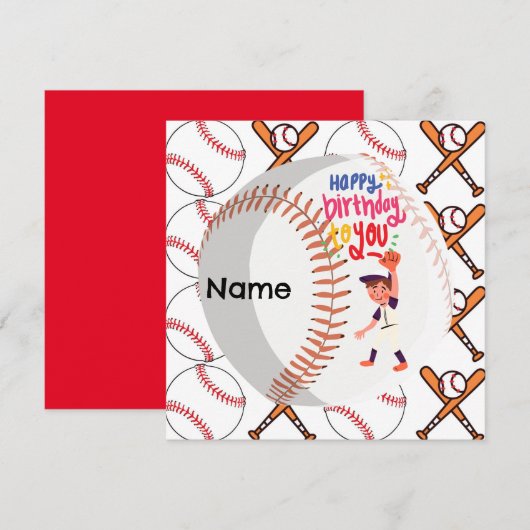 Baseball Player for Birthday Greeting (Voorkant / Achterkant)