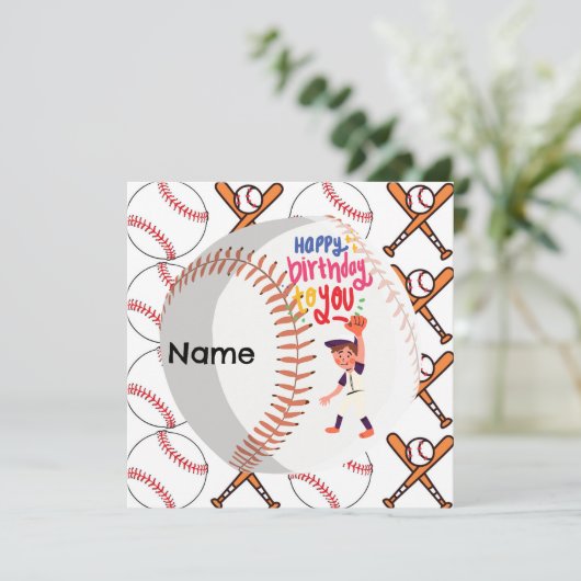 Baseball Player for Birthday Greeting (Staand voorkant)