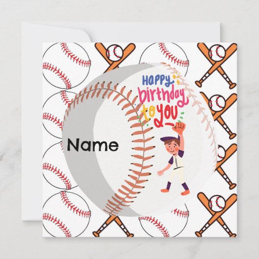 Baseball Player for Birthday Greeting (Voorkant)