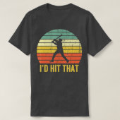 Baseball Player Funny Batter Hit Retro Spo T-shirt (Design voorkant)