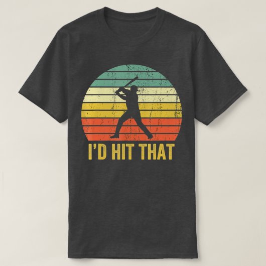 Baseball Player Funny Batter Hit Retro Spo T-shirt (Design voorkant)
