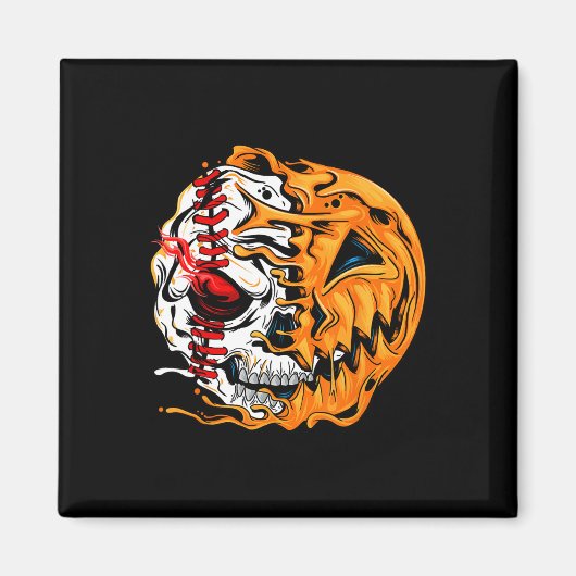 Baseball Player Halloween Pumpkin Skeleton Magneet (Voorkant)