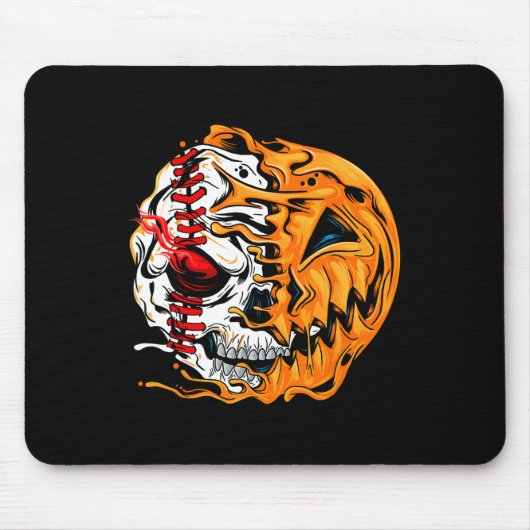Baseball Player Halloween Pumpkin Skeleton Muismat (Voorkant)
