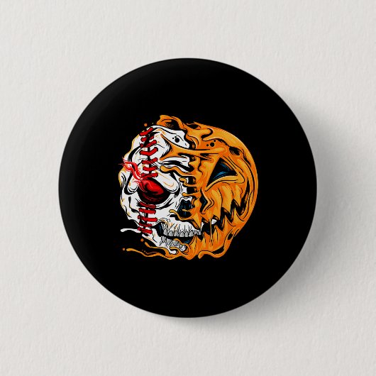 Baseball Player Halloween Pumpkin Skeleton Ronde Button 5,7 Cm (Voorkant)