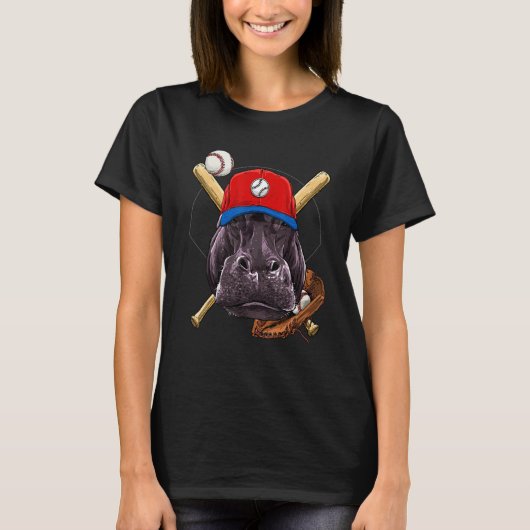 Baseball Player Hippopotamus Pitcher Catcher Baseb T-shirt (Voorkant)
