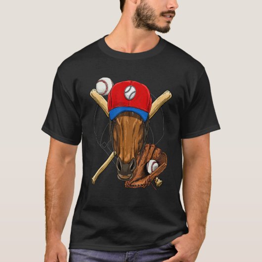 Baseball Player Horse  Pitcher Catcher Baseball Co T-shirt (Voorkant)