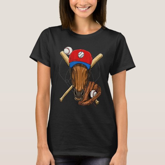 Baseball Player Horse  Pitcher Catcher Baseball Co T-shirt (Voorkant)