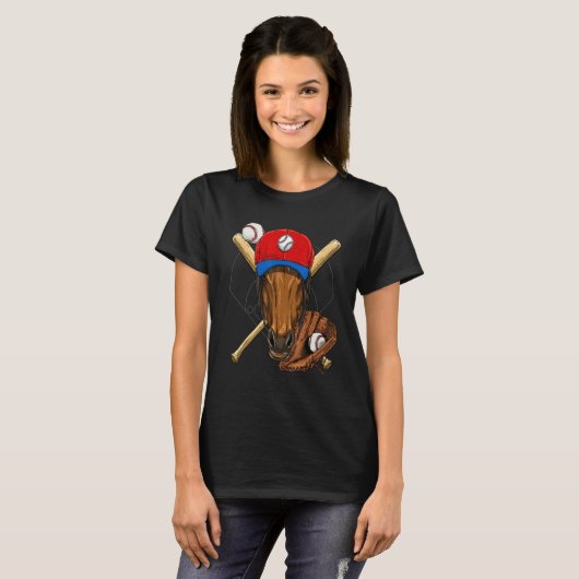 Baseball Player Horse Pitcher Catcher Baseball Co T-shirt (Voorkant volledig)