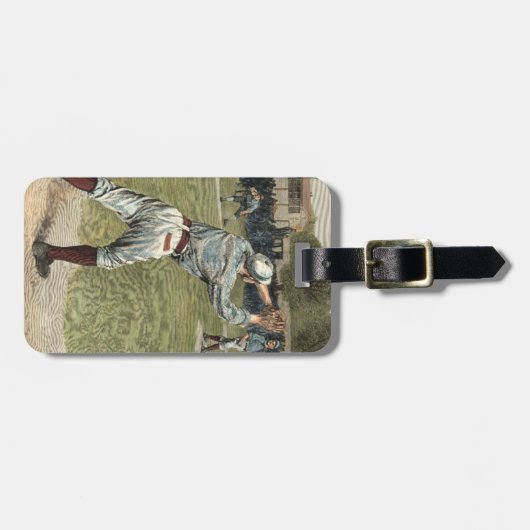 Baseball Player is op de tweede basis uitgevallen Bagagelabel (Voorkant horizontaal)