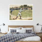 Baseball Player is op de tweede basis uitgevallen Canvas Afdruk (Insitu (Slaapkamer))